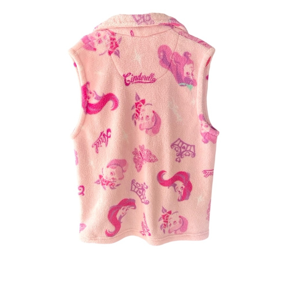 ‼️Sold‼️Disney Japan Princesses Plush Pink Purple Button Up Vest Girls Size 10 - Picture 5 of 7